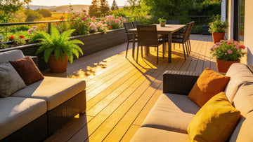Modern outdoor space with composite decking showcasing durability and low maintenance features