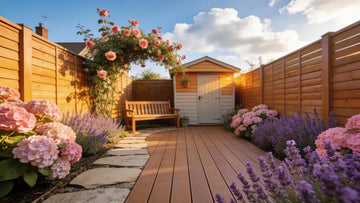 Composite decking and fencing in a Leicester garden, highlighting durability and aesthetics